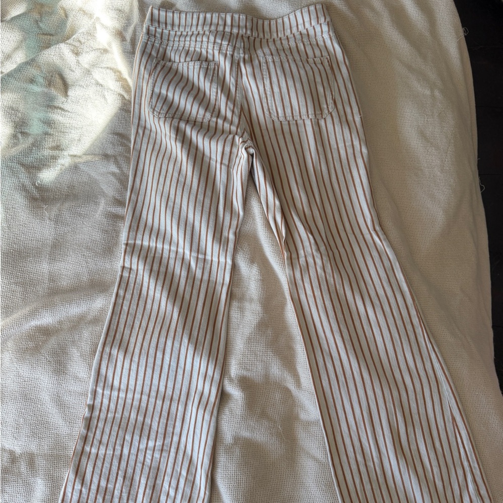 Anthropologie Kellie Orange and cream striped flare pants - Picture 5 of 8